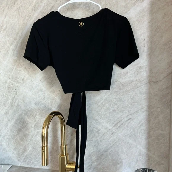 Layla Wrap Top Black - Picture 3 of 4